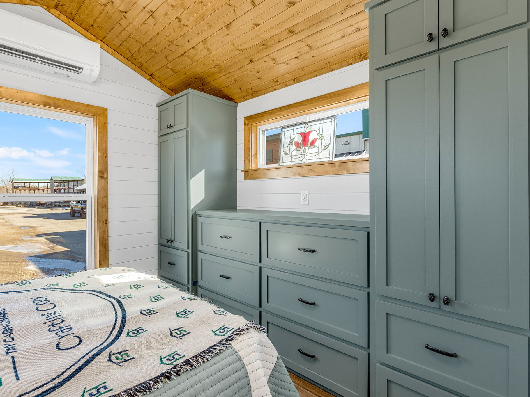 Farmhouse bedroom built-in storage