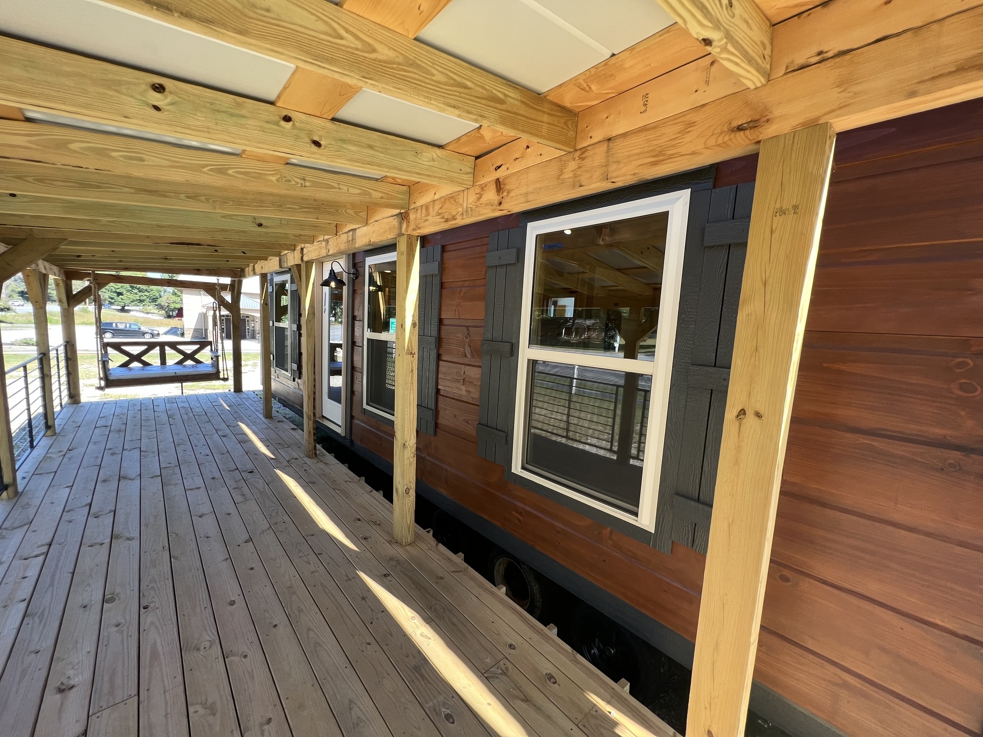 Night shot with porch heater